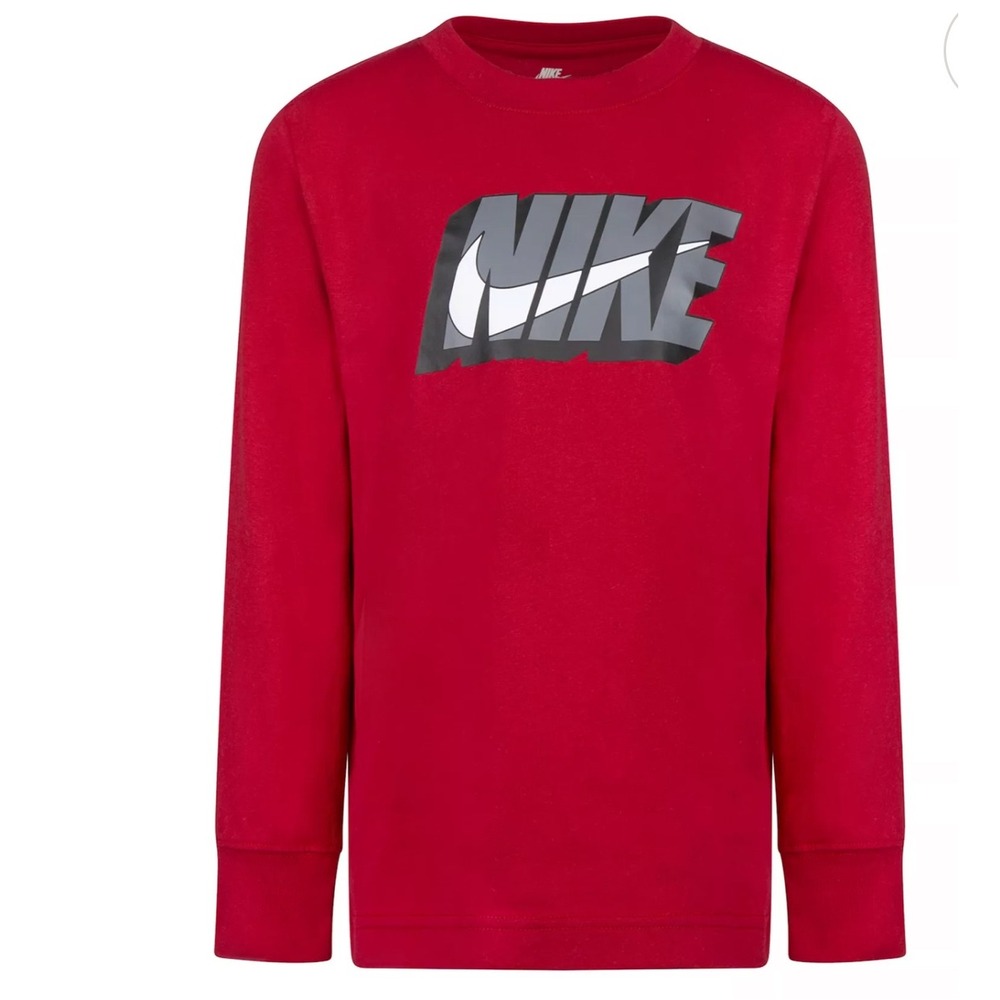 Boys 4 years Nike Futura Logo Long Sleeve Graphic Tee Red NWT